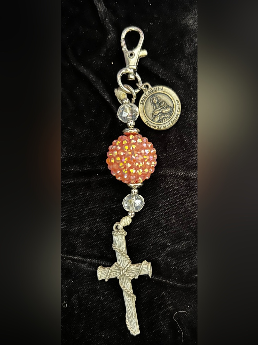 Breast Cancer survivor key ring w St Agatha